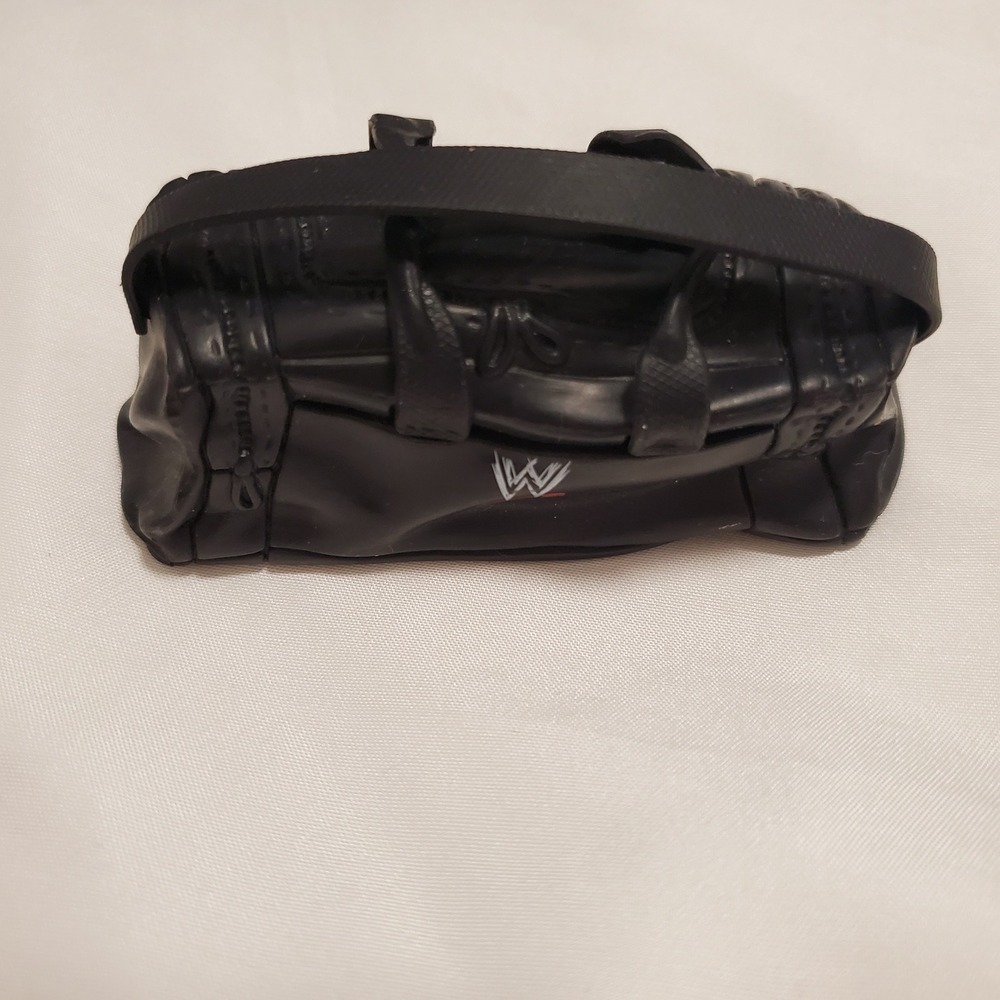 WWE Wrestling Action Figure Accessory Black Duffle Bag Gym Bag Prop Scratch Logo